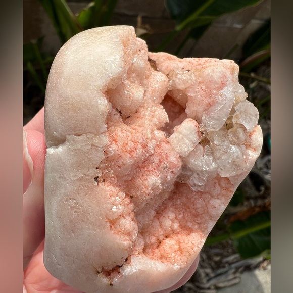 Pink Amethyst Quartz Crystal Druzy Freeform with Red - Picture 8 of 11